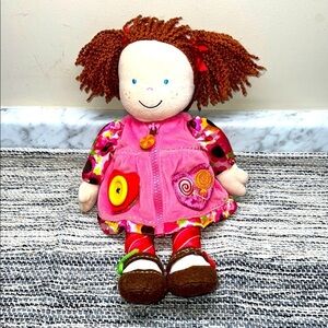 Carters Dress Up Doll Plush Activity Pink Zipper Button Buckle Baby Lovey Toy